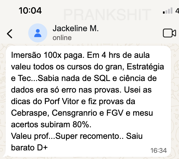 Depoimento de aluna Jackeline M. sobre as aulas do Vitor Kessler